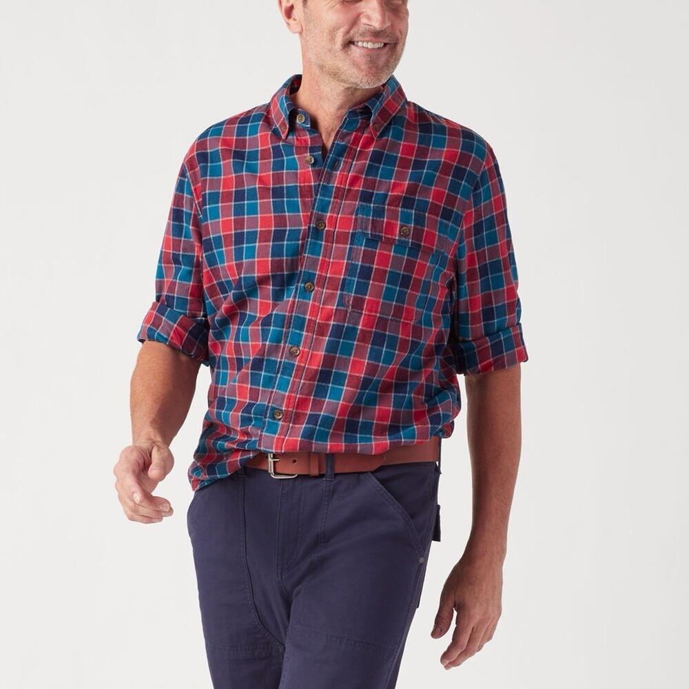 Best Made Co Shirt Cotton Linen Button Up Red Blue Outdoor Casual L